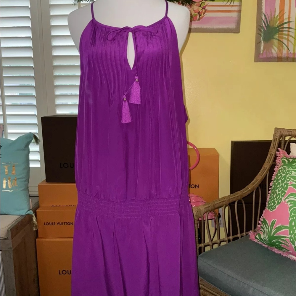 Lilly Pulitzer NWT Minda Silk Dress Paradise Purple ☔️ Size XL